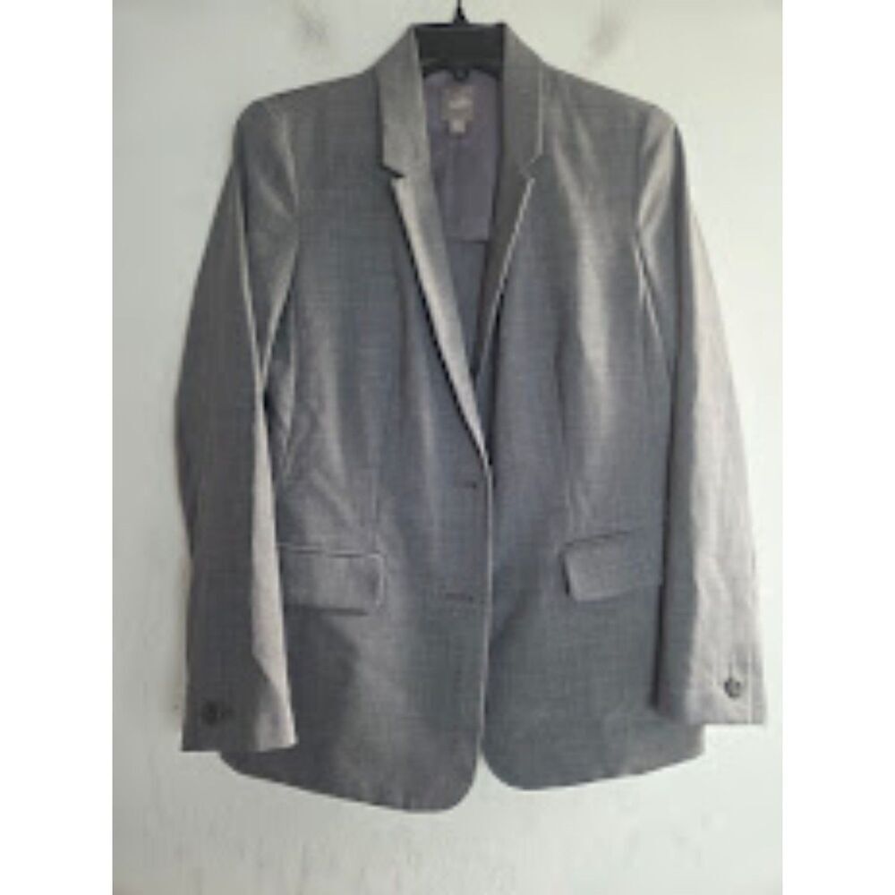 J.Jill Charcoal Grey 100% Wool 2 Button Single Breasted Blazer size 6 Petite